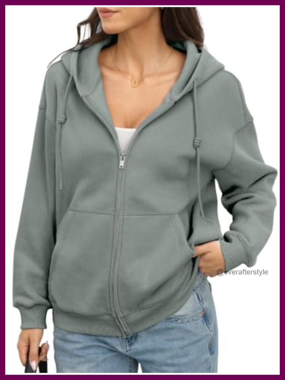 Fleece Zip Up Hoodie Oversized Casual Fall Jacket for Women